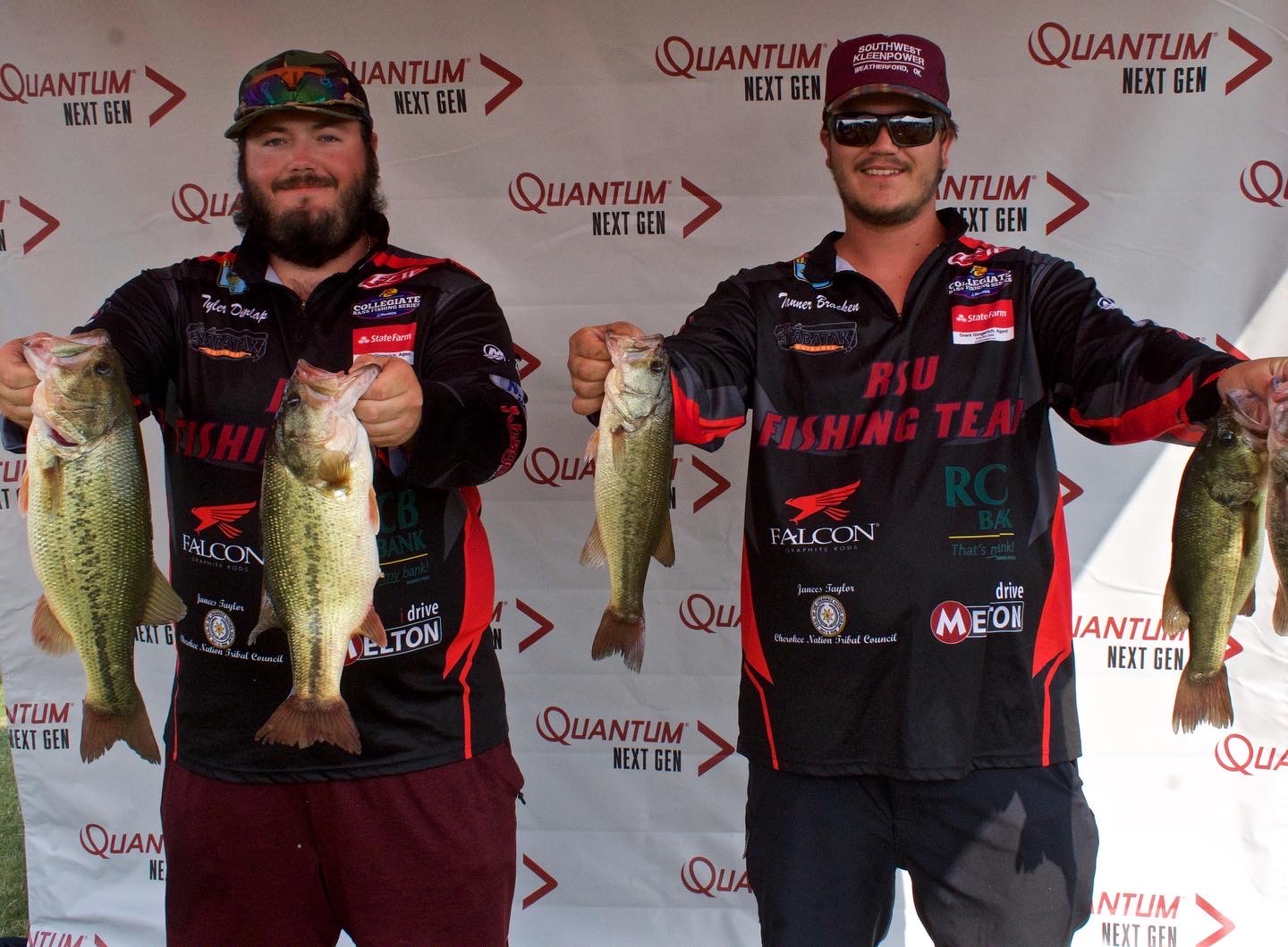 Tanner Bracken at tournament weigh-in holding bass